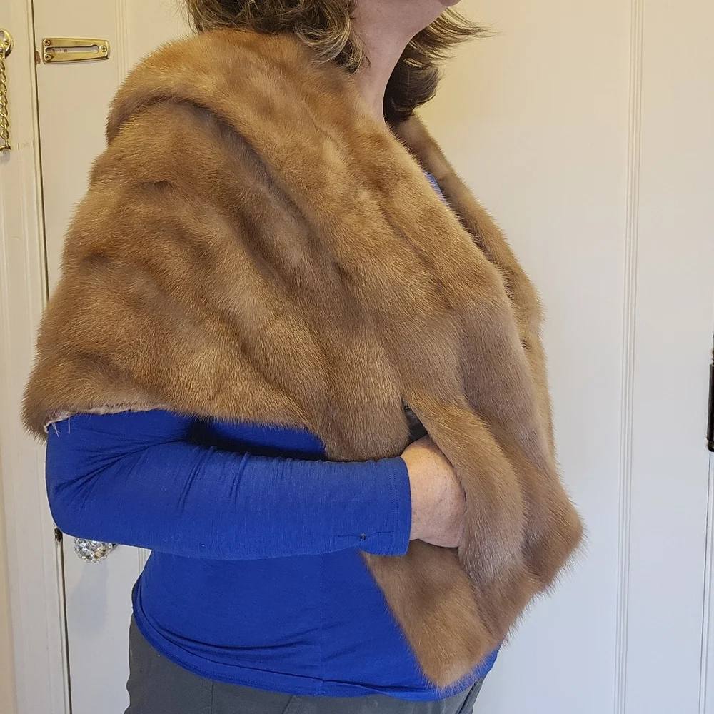 Vintage real mink shawl wrap S/M